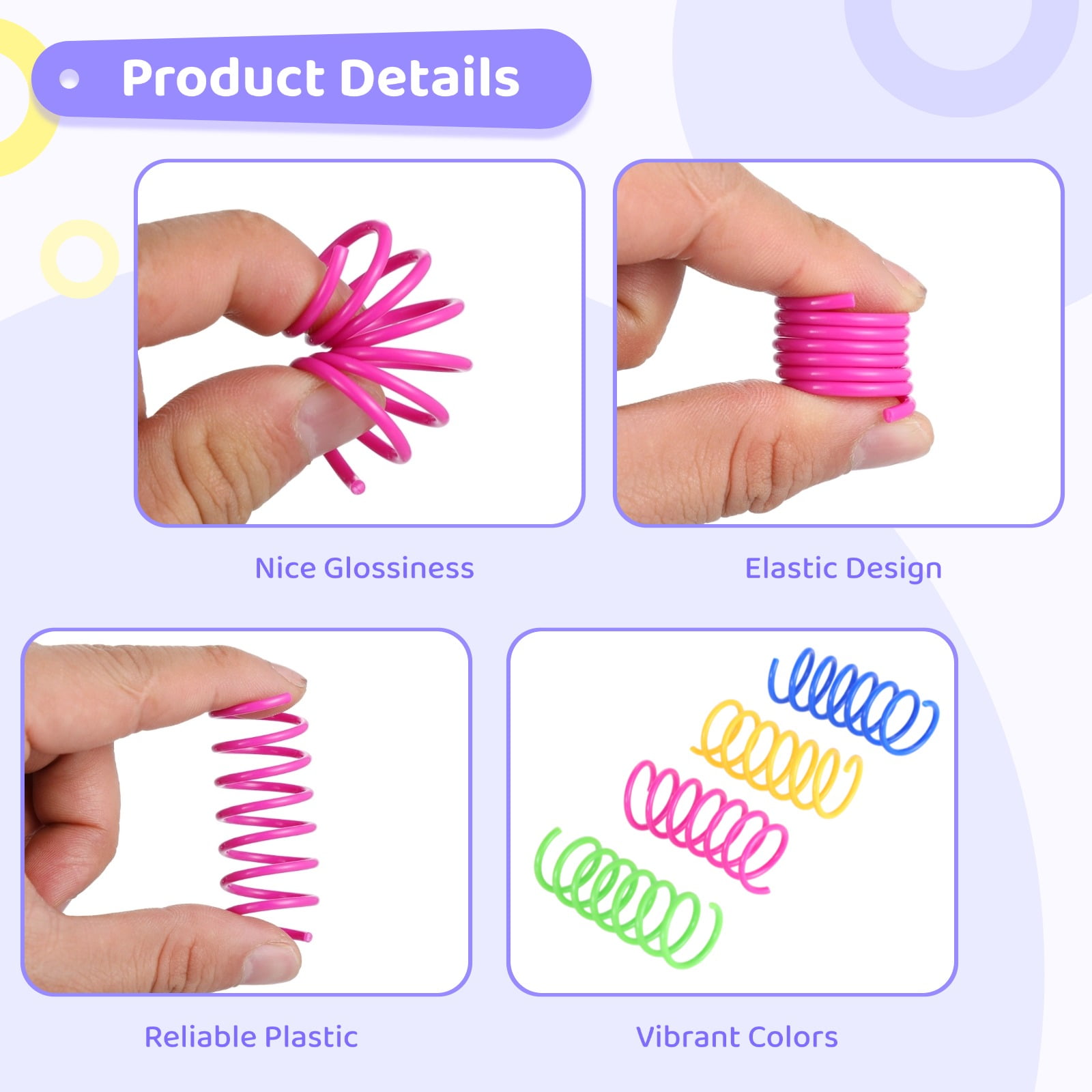 400 PCS Cat Spring Toys, Colorful Plastic Cat Spring Toy, Indoor Interactive Spring Coil, Elastic Bouncy Cat Toy, Interactive Spiral Toy for Cats Kittens Hunting Swatting Chasing Biting