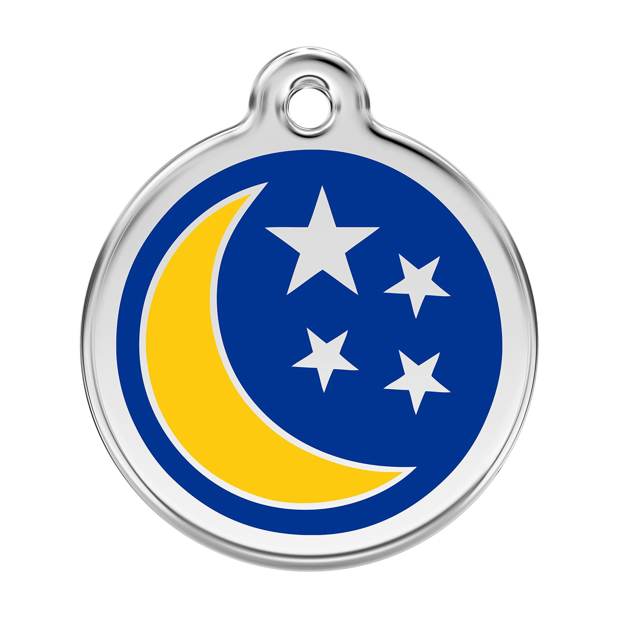 Red Dingo Stainless Steel Enamel Moon Personalized Engraved Pet ID Tag, Large