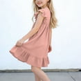 thumbnail image 4 of Cethrio Girls Cotton Linen Dresses, Princess Casual Mid-length Flutter Sleeve Birthday Dresses Coffee Size 2-3T, 4 of 5