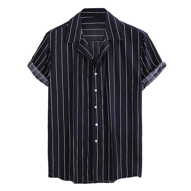 Chemise en Denim Homme Décontractée Boutons Plage Col Rabattu Unie Mode Chemise à Simple Boutonnage à Manches Courtes