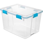 80 Quart Gasket Box, Storage Bins with Lids, Clear Blue Plastic Storage Containers