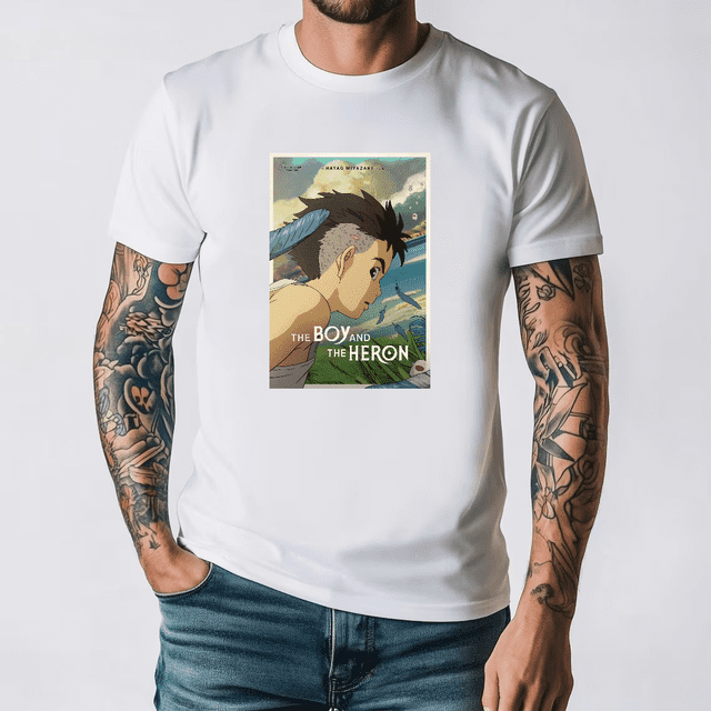 Studio Ghibli le Garçon et le Héron T-Shirt Graphique Aquarelle