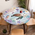 thumbnail image 2 of Watercolor Ocean Turtle Coral Conch Round Fitted Tablecloth with Elastic Edge,Waterproof Table Cloth Fits Tables Up to 55"-60",Washable Table Cover for Indoor Outdoor,Starfish Seaweed Jellyfish, 2 of 9