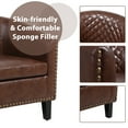 thumbnail image 5 of SESSLIFE Classic Brown Leather Upholstered Accent Arm Chair Soft Barrel Club Chairs for Living Room Comfy Single Sofa Office Guest Chatting Chair with Solid Wood Legs and Nailhead for Bedroom, 5 of 7