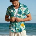 thumbnail image 2 of UVEASISHA Mens Beach Shirts Short Sleeve Palm Tree Printed Hawaiian Shirt Short Lapel Collar Casual Button Down Shirts Summer Wrinkle Free Tropical Vacation Shirt Top Multicolor#8 XXL, 2 of 10