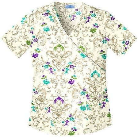 Queens Garden Mock Wrap Scrub Top