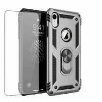 Dteck Case Full Protect Magnetic Hybrid Ring Back Holder Kickstand Case Cover For iPhone X (5.8 inch), Silver with screen protector