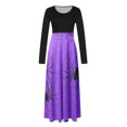 thumbnail image 4 of Qiopertar Vente de Liquidation Robe Longue à Manches Longues Imprimée Halloween pour Femmes avec Fermeture Éclair Col Rond Jupe Longue Offres de la Semaine Moins de 5$, 4 of 5