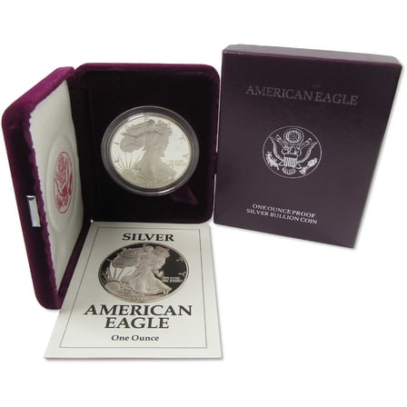 1991 S American Silver Eagle Choice Proof Bullion $1 Coin OGP COA