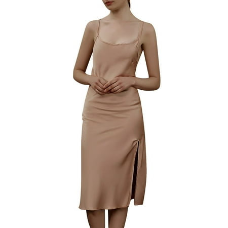

Uuszgmr Womens Nightgown Women Sleepwear Lingerie Sleep Dressv Neck Women Sleeveless Camisole Slip Dress Simple Beauty Nightgown Dress