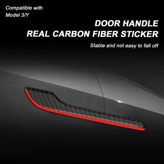 LOLIPPYY 4-Pack Black Carbon Fiber Car Door Handle Protective Film Exterior Trim