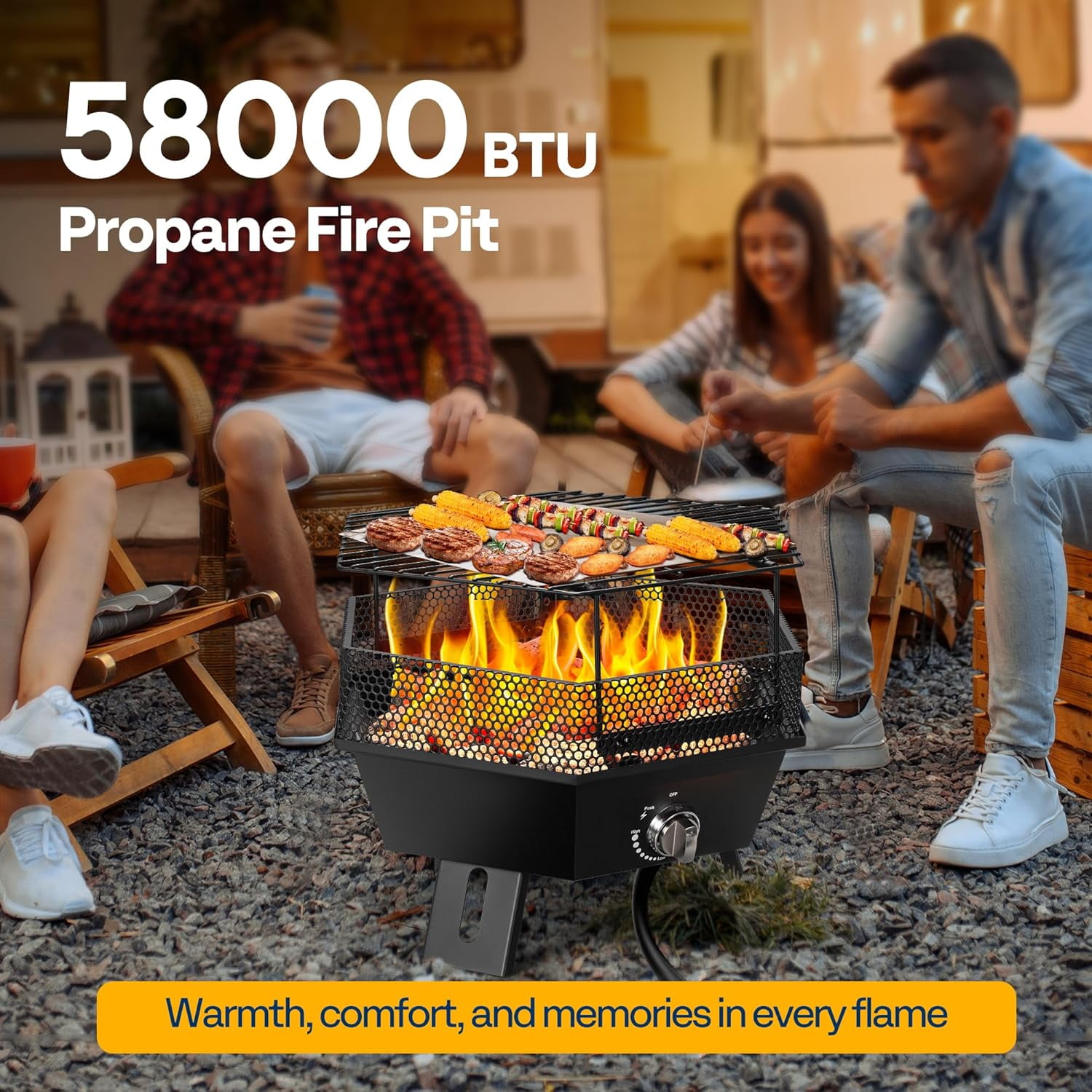 SPECSTAR Portable 58,000 BTU Propane Fire Pit, 20-Inch Smokeless Outdoor Design with Carry Bag, Tank Holder, Ideal for Patio, Backyard, Camping, Tailgating, Deck, RV