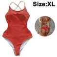thumbnail image 2 of Trajes de baño de una pieza para mujer, traje de baño con cuello en V, traje de baño con control de abdomen, monokini sexy con espalda cruzada sin espalda, 2 of 5