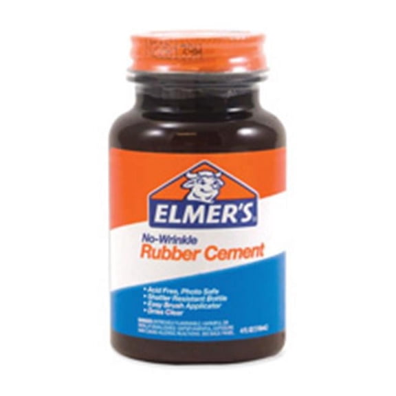 Elmerft.s Products Inc EPIE904 Rubber Cement- Plastic Bottle w- Brush- 4 oz.