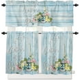 thumbnail image 4 of 3 Piece Curtains Tiers and Valances Set, Life is Better at The Beach Shell Lighthouse Flower Wooden Blue Summer Decor Rod Pocket Short Window Treatment Curtains Panel and Valance for Bathroom Kitchen, 4 of 6