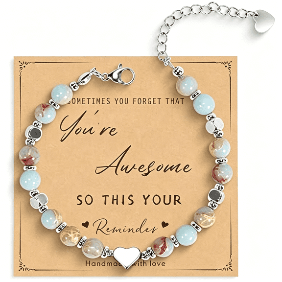 DESIGNICE Beaded Bracelets for Women Inspirational Stretch,Sometimes You Forget You'Re Awesome Friendship Jewelry,Dainty Birthday Gift for Best Friends Mom Sister Daughter