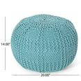 thumbnail image 5 of Noble House Axson Cotton Knitted Round Pouf, Blue, 20" x 14", 5 of 5