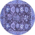 thumbnail image 1 of Ahgly Company Machine Washable Indoor Round Abstract Blue Modern Area Rugs, 5' Round, 1 of 4
