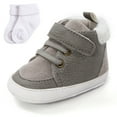 thumbnail image 2 of 0-18M Baby Boys Girls PU Leather Ankle High Sneakers with Socks Newborn Soft Sole Prewalker Shoes, 2 of 5