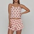 thumbnail image 2 of XIAONU Womens Pajama Sets Strawberry Printeded Strappy Shorts Pajama Set With Slim Fit Breathable Cropped Homewear Outfit, 2 of 4