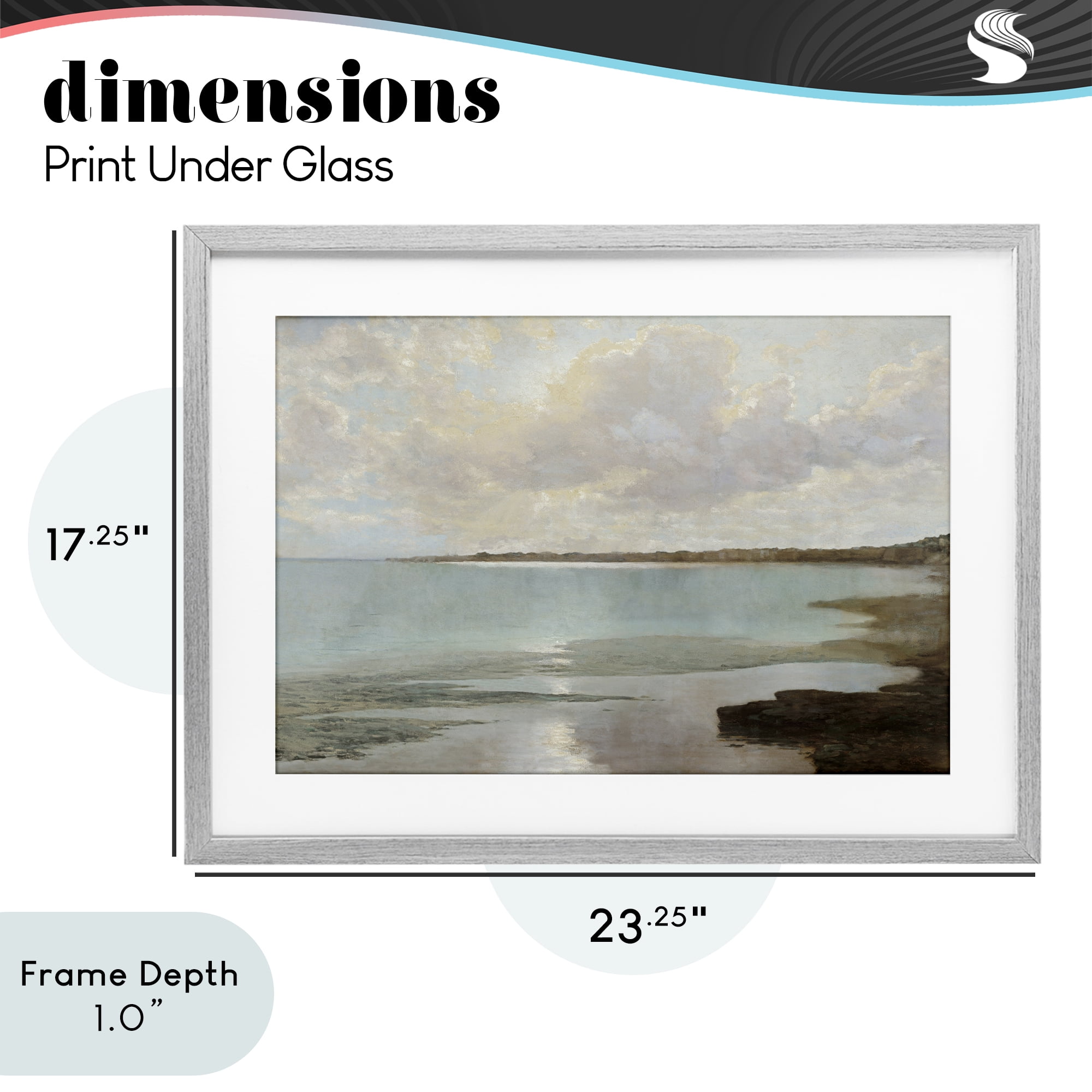 Stupell Industries At The Shore Horizon Gray Framed Print Under Glass, design by Christy McKee