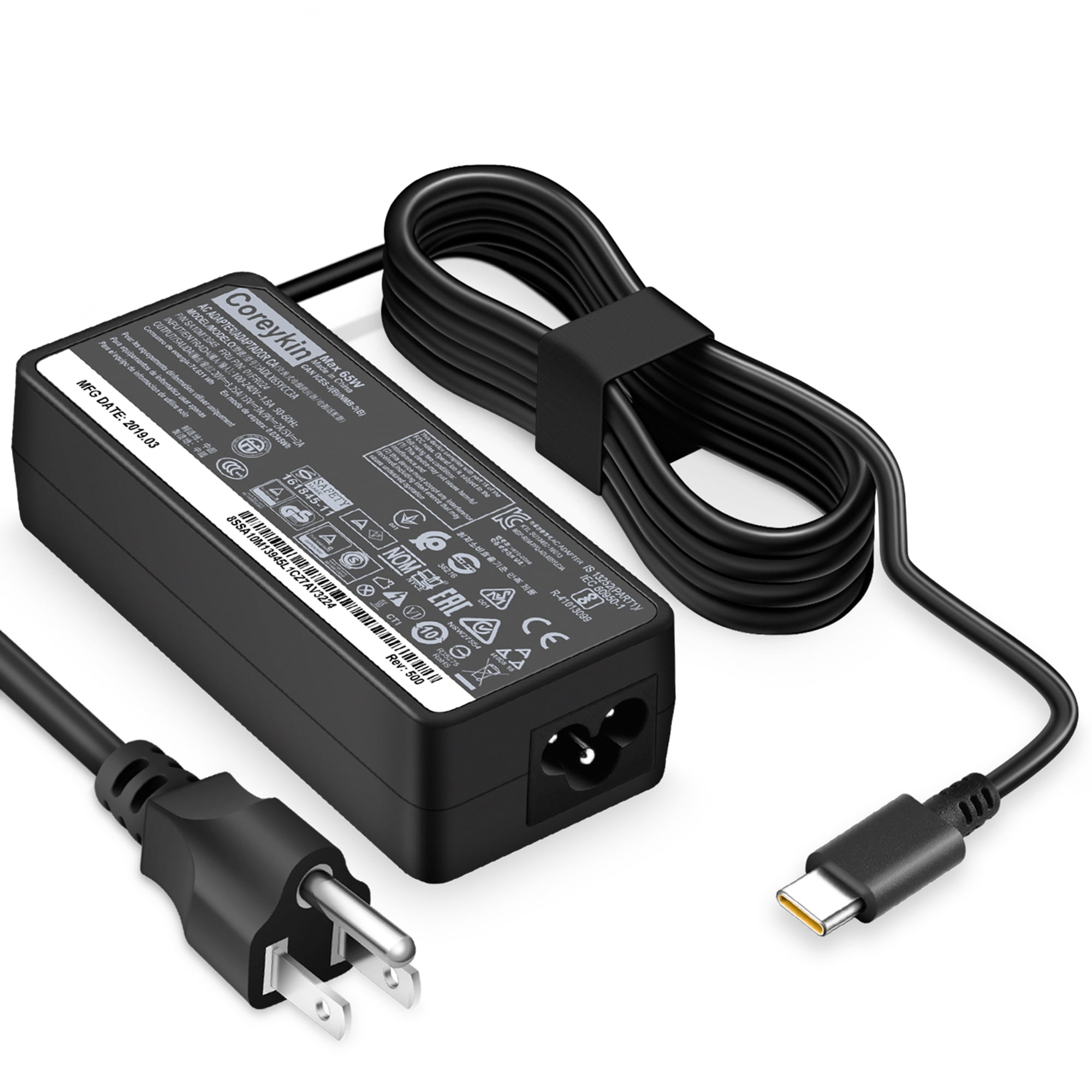 Charger for Lenovo Laptop Computer 65W 45W USB C Power Supply AC Adapter for Lenovo Chromebook,ThinkPad T480 T480s T580 T580s E480 E580 Yoga A485 T490S T590 C930 C940 13 IdeaPad 730s Laptop Charger