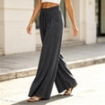 thumbnail image 5 of Liuinsasek Wide Leg Pants for Women Fashion Solid-Color Casual Elastic-Waist Drawstring Split Hem for A Stylish Look Lounge Pants, 5 of 7
