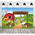 thumbnail image 3 of HAHDAXIA Farm Barnyard Animal Theme Backdrop Red Barn Birthday Party Banner Decorations Baby Shower Photography Background Photo Booth Studio Props 8x6ft XT-6525, 3 of 6