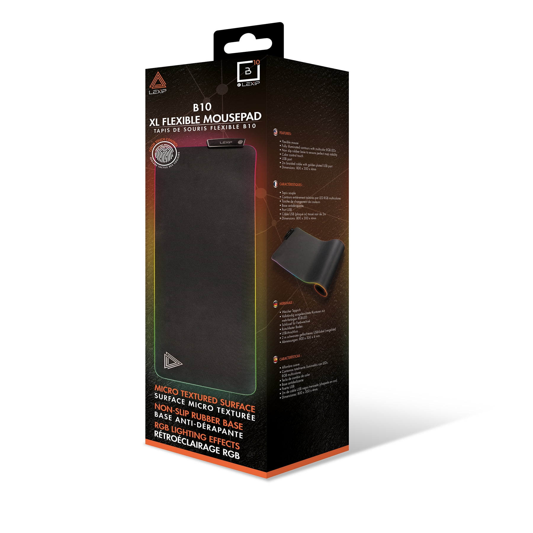 LEXIP B10 Extended Gaming Mouse Pad, Flexible XXL Mousepad, Non-Slip Ultra-Smooth Keyboard Pad with RGB Lighting