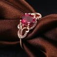 thumbnail image 2 of 2.20Ct Oval Cut Simulated Red Ruby Women's Wedding Gift Ring 14K Rose Gold Plated, 2 of 2