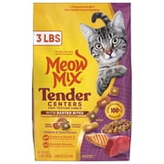 Meow Mix Tender Centers with Basted Bites, Chicken & Tuna Flavors, Dry Cat Food, 3 lb. Bag