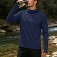 thumbnail image 5 of Mens UPF 50+ Sun Protection Jacket Hooded Long Sleeve Lightweight Quick Dry Fashion Athletic Top with Pockets and Thumb Hole Navy XL, 5 of 8