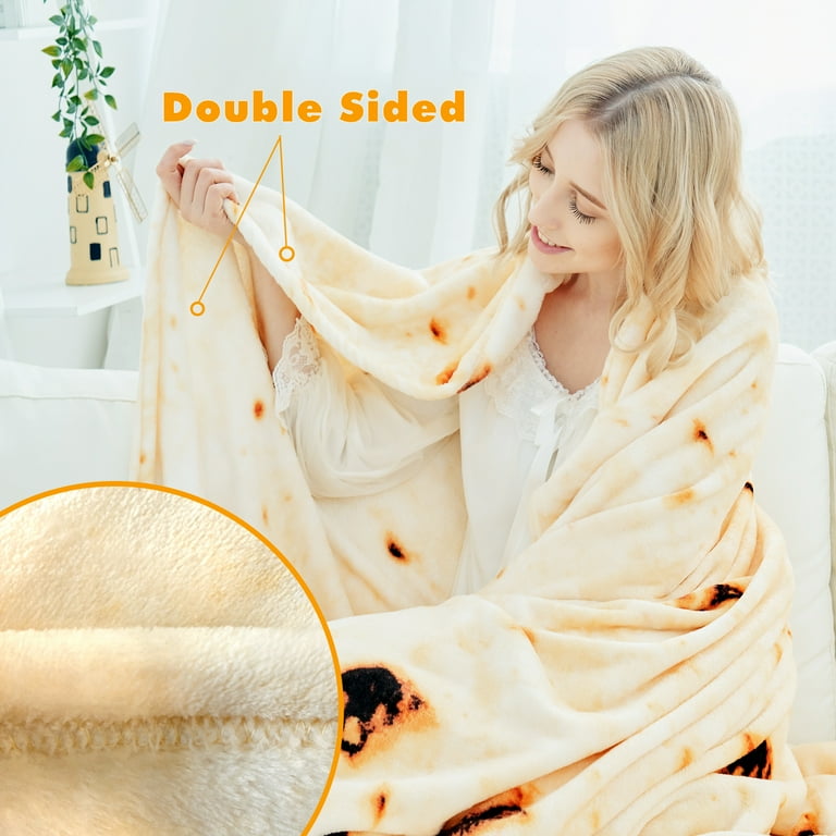 CASOFU Tortilla Blanket, Double Sided Giant Flour Tortilla Throw