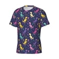 thumbnail image 5 of Vsdgher Colorful Dinosaur Print Men's Dry Fit Mesh Athletic Shirts Moisture Wicking Tennis T-Shirt Tops, 5 of 9