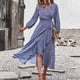 thumbnail image 2 of Vestido de manga larga con escote en V y vendaje en la espalda con estampado floral de primavera y otoño para mujer Fridja NMB4489, 2 of 9