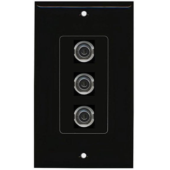 RiteAV (1 Gang Decorative 3 3.5mm (Black) Wall Plate Black