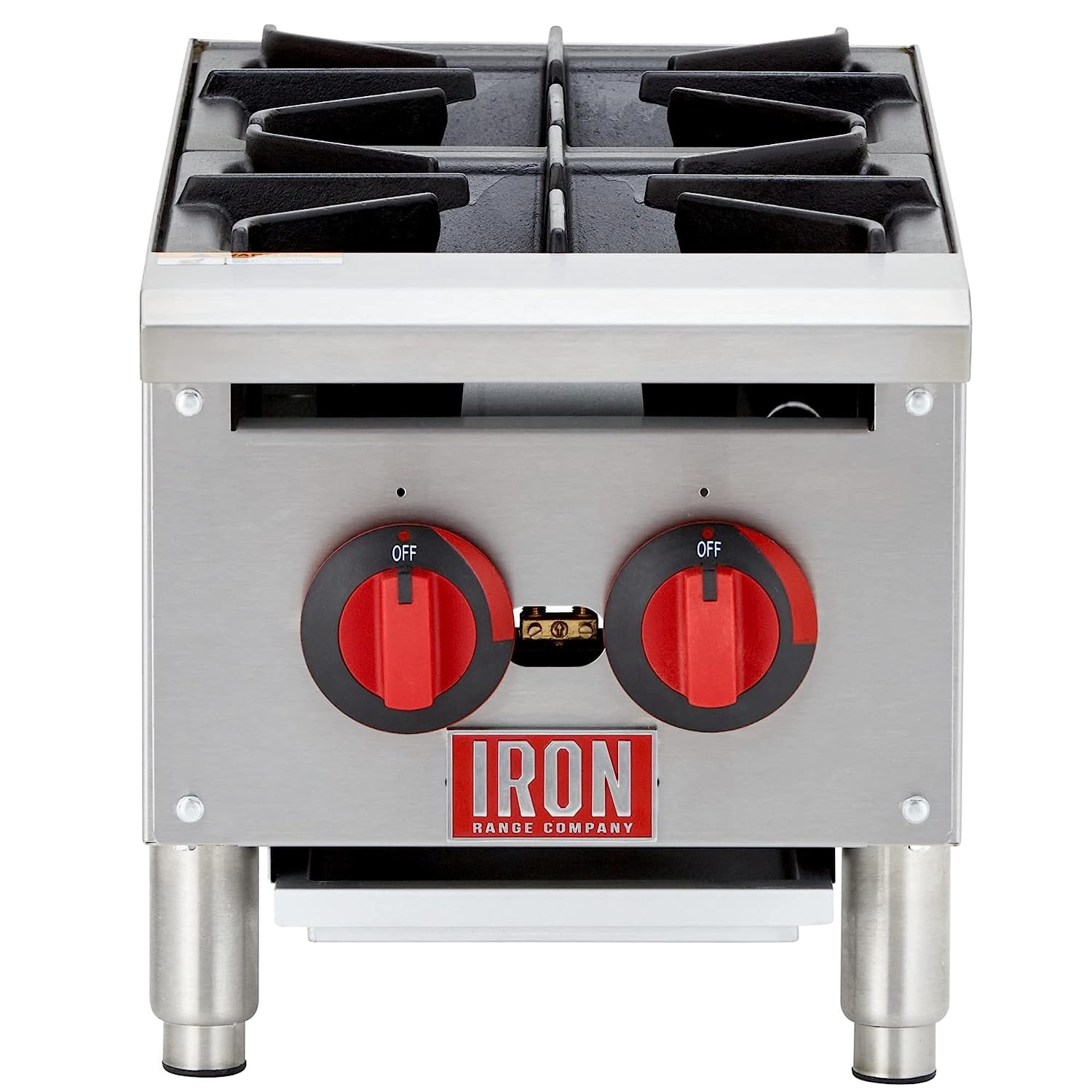 Iron Range IRHP-12-2B 12" Two Burner Countertop Commercial Gas Hot Plate, Stainless Steel, 50,000 BTU, ETL Listed