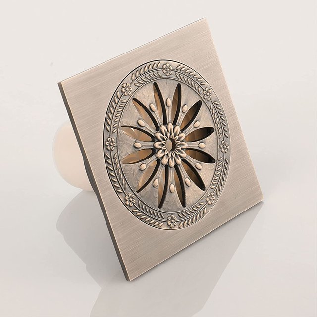 desagüe de ducha de latón, desagüe de piso cuadrado antiolor, accesorios de baño, marrón, 10 * 10 cm TUNC Sencillez