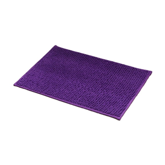 AUQ Chenille Bathroom Rugs,Thick,Anti-Shedding Long Pile Bath Rug,Non-Slip Patterned Backing Bath Mats,Purple
