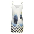 thumbnail image 4 of Usmixi Sundresses for Women Sleeveless V-Neck Feather Print Short Dresses Beach Slim Spaghetti Strap Tunic Mini Sun Summer Dress White l Under $5, 4 of 5