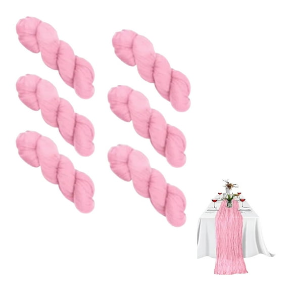 6 Pack Cheesecloth Table Runner 35x120In Boho For Wedding Bridal Party Decor