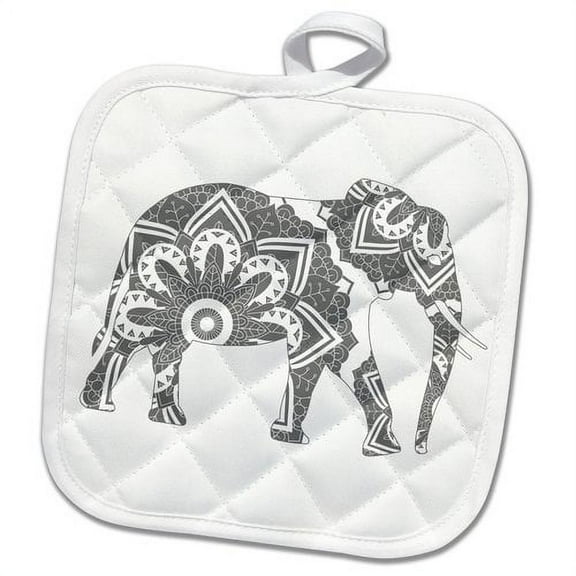 3dRose, Mandala Elephant, 8x8 Potholder
