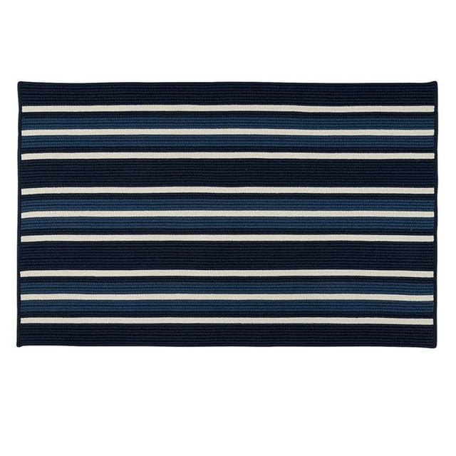 Colonial Mills Rug MS33R024X036S Mesa Stripe Rectangle Area Braided Rug Navy Pier - 2 x 3 ft.