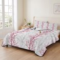 thumbnail image 2 of King Quilt Set 96''x106'', Red Grey Branch Lightweight Summer Bedspread Coverlet Set with 2 Pillow Shams, Spring Summer Pastoral Botanical Breathable All Season Quilt Bedding for Bedroom/Guest Room, 2 of 9