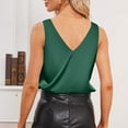 thumbnail image 5 of OIOLOYJM Silk Satin Tank Tops for Women V Neck Sleeveless Casual Camisoles Summer Beach Vacation Shirts Spring Dressy Business Work Blouses Dark Green 2XL, 5 of 7