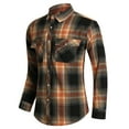 thumbnail image 1 of Camisas Para Hombre Manga Larga De AlgodóN Blusa de manga larga con solapa y hebilla de lino a rayas informal para hombre (H, 3XL), 1 of 7
