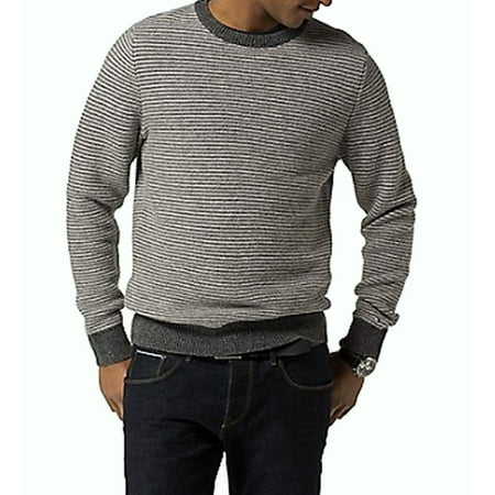 Tommy Hilfiger NEW Gray Mens Size 2XL Striped Crewneck Wool Sweater