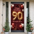 thumbnail image 3 of Wine Red 90th Birthday Banner Metallic Number Birthday Backdrop Floral Decoration Sparkling Accents Milestone Background for 90th Birthday Party Senior Celebration Family Gathering, 3 of 9
