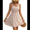 thumbnail image 2 of Vestido Mini de Verano con Encaje Floral y Corte A para Mujer Color L, 2 of 10
