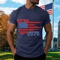 thumbnail image 2 of Shirts for Men Summer Independence Day Pullover 4th of July American Flag Travel Star T Shirts Crew Neck Short Sleeve Mens Shirts Big and Tall Dark Blue,XL, 2 of 6
